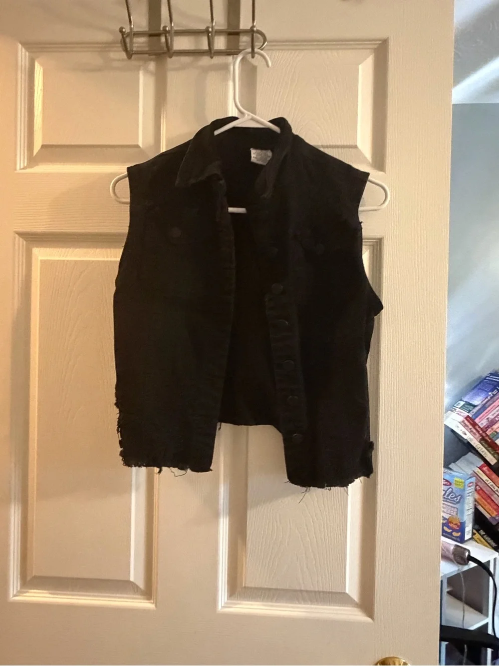 Black Distressed Denim Vest